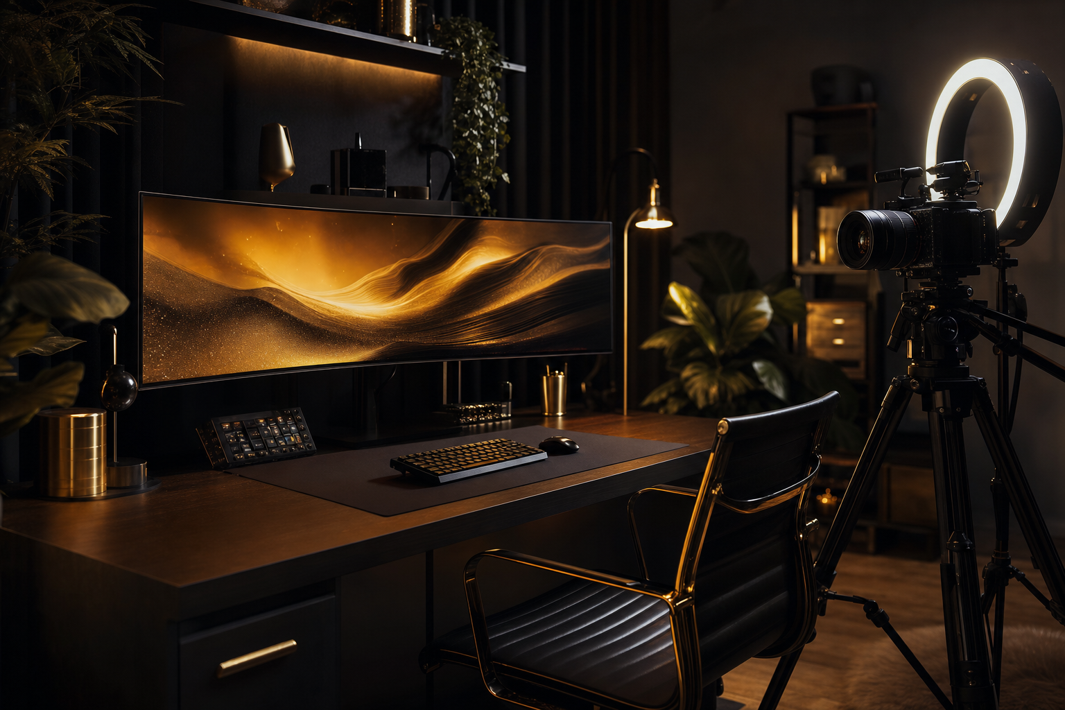 High Flyer Media production studio with warm gold lighting