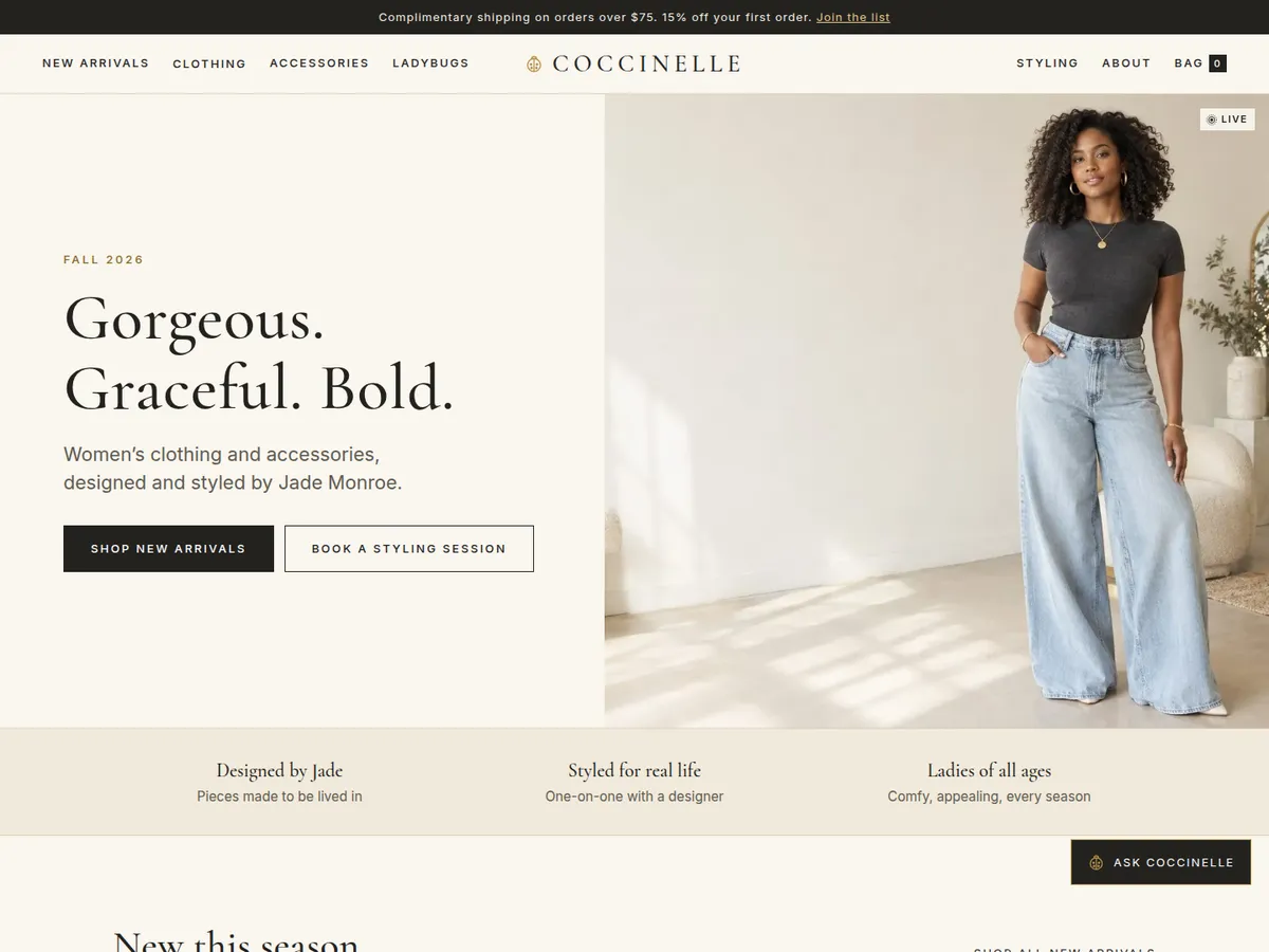 Coccinelle Boutique homepage — Gorgeous. Graceful. Bold.