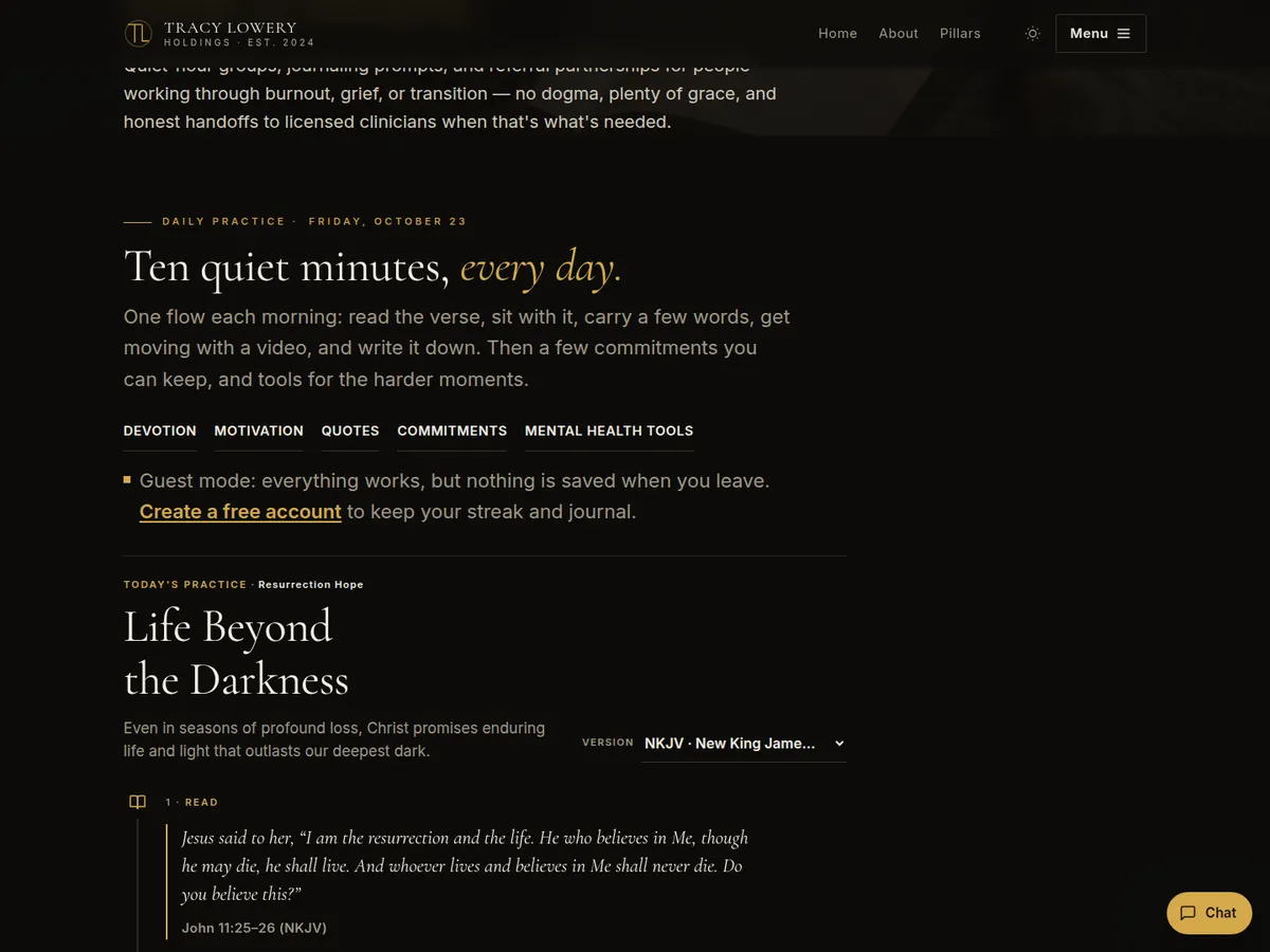 Tracy Lowery daily practice — Ten quiet minutes, every day