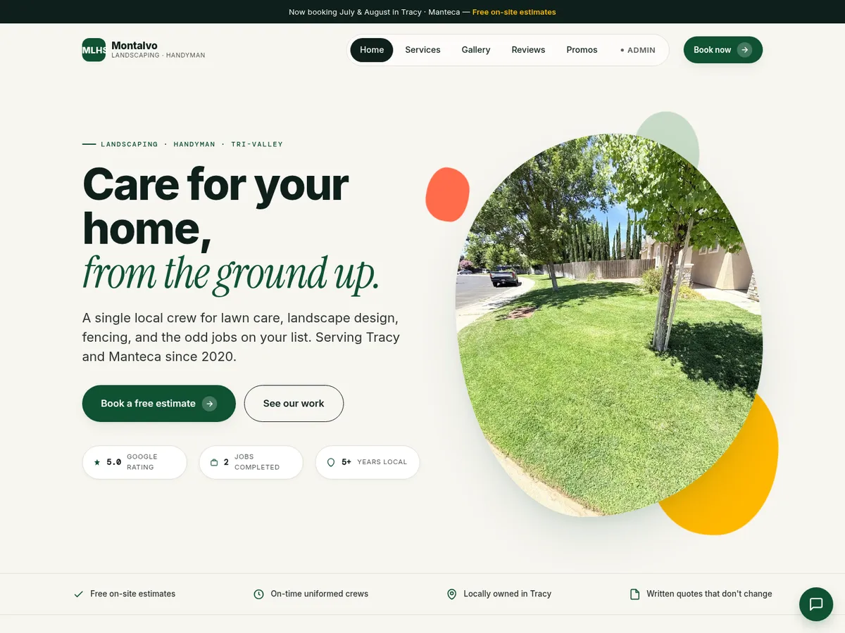 Montalvo Landscaping & Handyman homepage — Care for your home, from the ground up