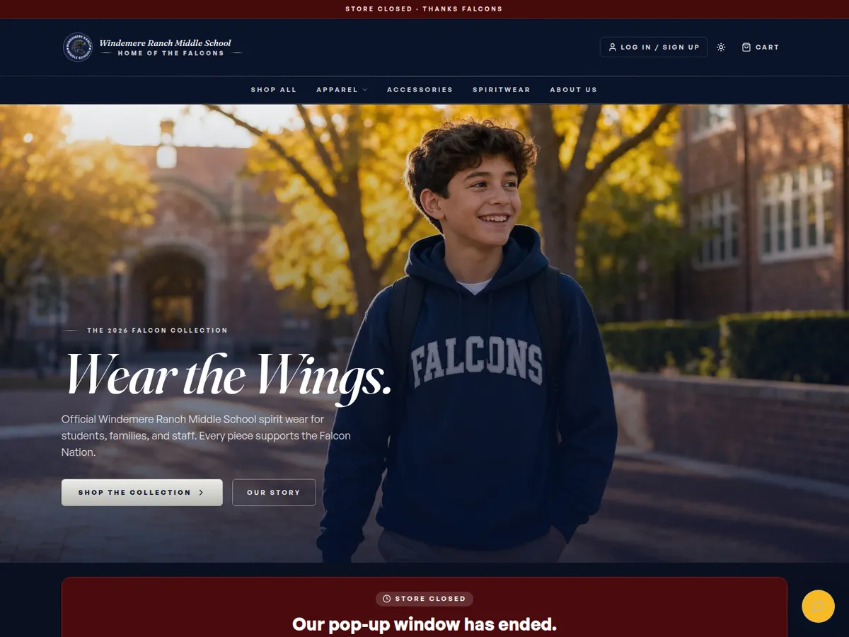 WRMS Store homepage — Wear the Wings